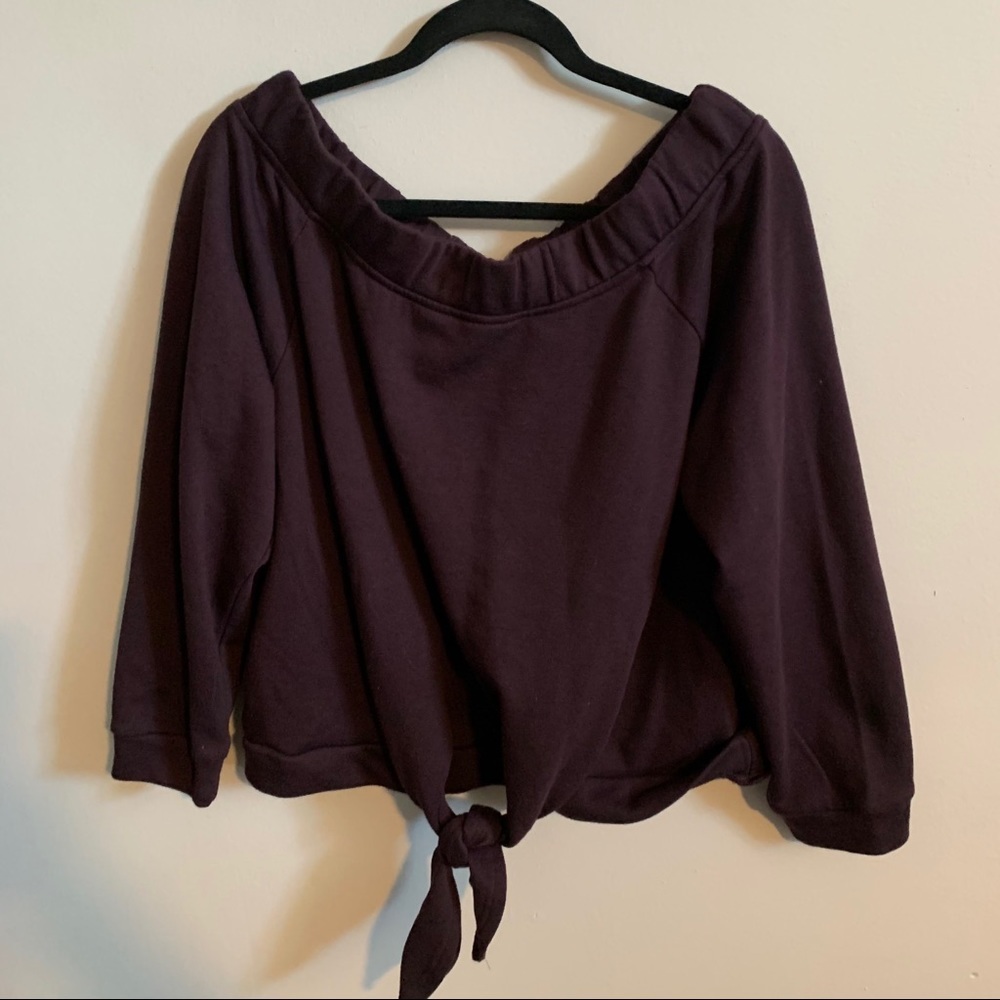 Off the shoulder sweater deep purple burgundy